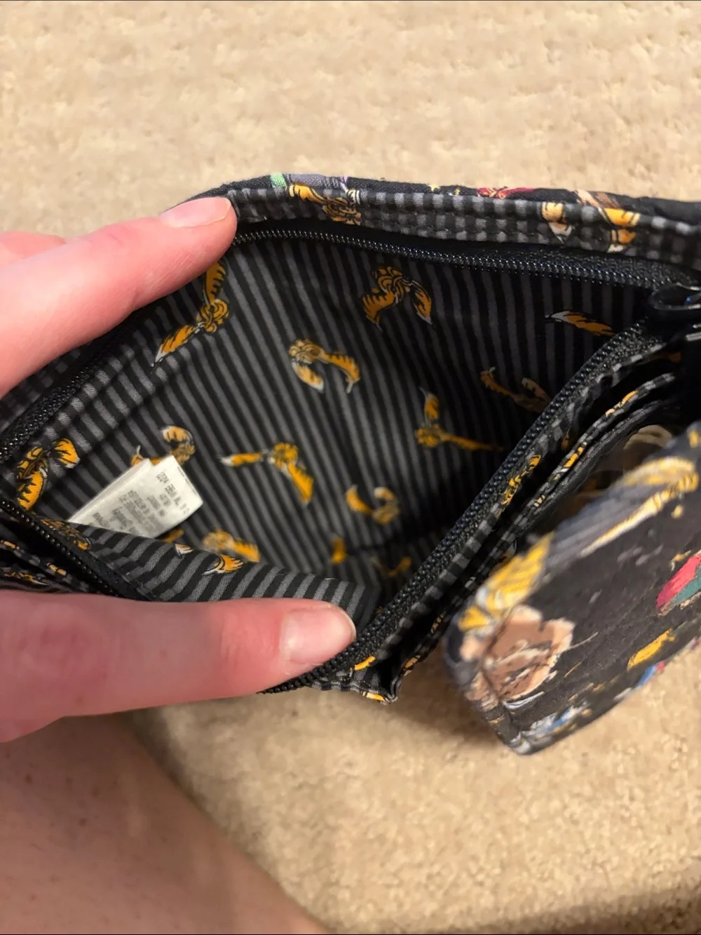 Vera Bradley Black Quilted Kids Wallet with Storybook Character Print